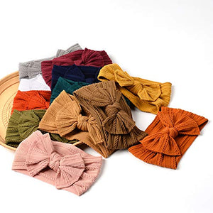12 Pack Baby Nylon Headbands Hairbands Hair Bow Elastics Handmade Hair Accessories for Baby Girls Newborn Infant Toddlers Kids