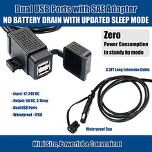 Load image into Gallery viewer, MOTOPOWER MP0609C 3.1Amp Waterproof Motorcycle Dual USB Charger Kit SAE to USB Adapter Cable Phone Tablet GPS Charger
