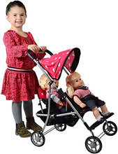 Load image into Gallery viewer, The New York Doll Collection First Doll Twin Stroller - Cutest Heart Design Baby Doll Strollers - Great Toy Gift for Toddlers and Girls
