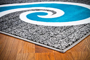0327 Turquoise White Gray Black 5'2x7'2 Area Rug Abstract Carpet