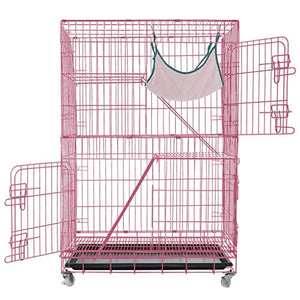kkkki Luxury 3-Tier Cat Ferret Cage Portable Cat Home Fold Pet Cat Cage Playpen