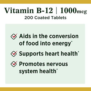 Vitamin B12 by Nature's Bounty, Vitamin Supplement, Supports Energy Metabolism and Nervous System Health, 1000mcg, 200 Tablets