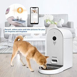 DOGNESS Automatic WiFi Dog/Cat Smart Camera Feeder - 6.5Lbs Large Capacity App Control Food Dispenser with WiFi, Portion Control, Voice Recording, Camera, Timer Programmable (Grey)
