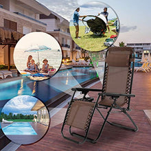 Load image into Gallery viewer, Patio Chair Zero Gravity Chairs Set of 1 Outdoor Adjustable Dining Reclining Folding Chairs for Deck Patio Beach Yard with Pillow and Cup Holder
