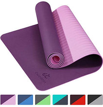 Load image into Gallery viewer, Ewedoos Yoga Mat Non Slip TPE Yoga Mats Exercise Mat Eco Friendly Workout Mat for Yoga, Pilates and Floor Exercise Thick Fitness Mat Carry Strap Included (Purplepink)
