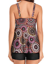 Load image into Gallery viewer, Yonique Women 2 Piece Flowy Tankini Swimsuits with Boyshorts V Neck Swim Tank Tops Bathing Suits Modest Swimwear Mandala XXL
