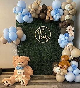 146PCS Brown Nude Coffee Blue Boho Balloons Balloon Garland Arch Kit, Safari Wild One Teddy Bear We Can Bearly Wait Baby Shower Gender Reveal Birthday Theme Party Decorations for Boys Boy Girl