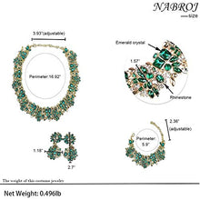 Load image into Gallery viewer, NABROJ Green Rhinestone Choker Necklace for Women Statement Necklace and Earrings Set Party Big Chunky Jewelry Sets- HLN001 Green 3pcs Set
