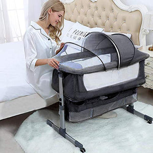 Ihoming Bedside Sleeper Bedside Crib, Baby Bassinet 3 in 1 Travel Baby Crib Baby Bed with Breathable Net, Adjustable Portable Bed for Infant/Baby
