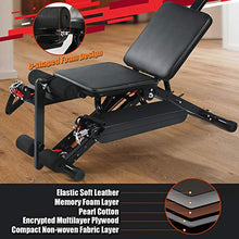 Load image into Gallery viewer, MaxKare Weight Bench Adjustable Workout Bench for Home 2020 New Model with Elastic Rope System for Arm Leg Extension Curl Incline/Decline Foldable Bench/Rope Intensity Can Replace Dumnbells 8-40lbs
