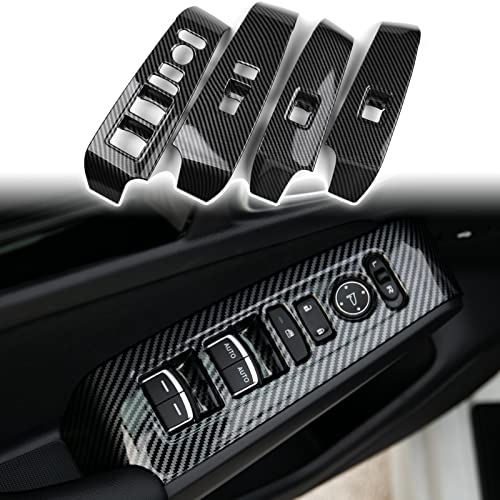Thenice for 11th Gen Civic Window Control Panel Door Armrest Cover Door Lock Switch Trim for Honda Civic 2022 Sedan Hatchback -Carbon Fiber Grain