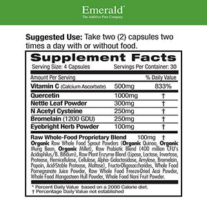 Allergy Health - with Quercetin, Bromelain & N-Acetyl Cysteine - Natural Antihistamine & Anti Inflammatory, Relief for Cough, Runny Nose, Itchy Eyes - Emerald Labs - 120 Vegetable Capsules