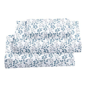 Softan King Bed Sheet Set, 4 PC Green Leaves Printed Brushed Microfiber Elegant Bedding Set, 1 Flat Sheet,1 Deep Pocket Fitted Sheet, and 2 Pillow Cases, Breathable & Silky Soft Feeling Sheets