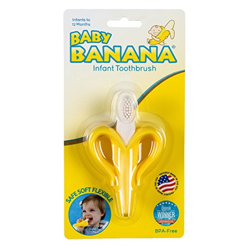 Baby Banana - Yellow Banana Toothbrush, Training Teether Tooth Brush for Infant, Baby, and Toddler