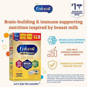 Enfamil NeuroPro Baby Formula Milk Powder Refill, 31.4 Ounce (Pack of 4) - MFGM, Omega 3 DHA, Probiotics, Iron & Immune Support