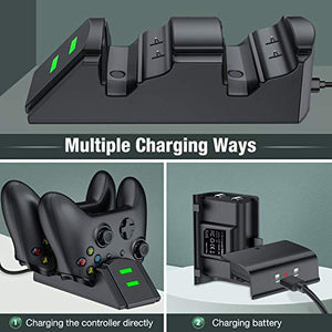 Controller Charger for Xbox one, Controller Charging Station Compatible with Xbox One/One X/One S/One Elite, Dual Charging Dock with 2 x 1200mAh Rechargeable Battery Packs…