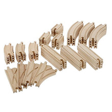 Load image into Gallery viewer, Wooden Train Track 52 Piece Set - 18 Feet Of Track Expansion And 5 Distinct Pieces - 100% Compatible with All Major Brands Including Thomas Wooden Railway System - by Right Track Toys
