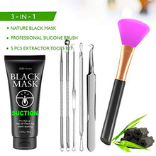 Load image into Gallery viewer, Blackhead Remover Mask Valuable 3-in-1 Kit Nature Nation Purifying Peel Off Mask, With 5 Blackhead &amp; Pimple Comedone Extractors and Silicone Brush, Deep Cleansing Blackheads Removal Mask Kit
