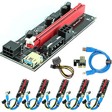Load image into Gallery viewer, Ubit 6 Pack PCI-E Riser Express Cable 16X to 1X ( Dual-6pin / MOLEX) with Led Graphics Extension Ethereum ETH Mining Powered Riser Adapter Card+60cm USB 3.0 Cable

