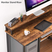 Load image into Gallery viewer, NOBLEWELL Computer Desk with Monitor Stand Storage Shelves Keyboard Tray，47&quot; Studying Writing Table for Home Office (Rustic Brown)

