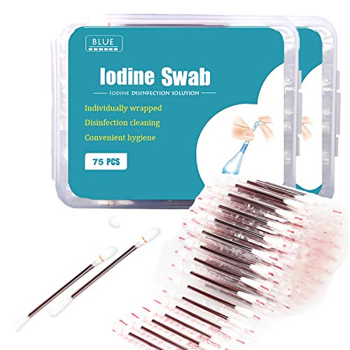 150 Individually Wrapped- Iodine Q Tips Swabs Solution Filled| First Aid Swabsticks for Nasal Ears Bruise Travel