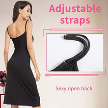 Load image into Gallery viewer, MANCYFIT Full Slip Dress for Women Spaghetti Strap Under Cami Slit Soft Sleeveless Nightgowns Black X-Large
