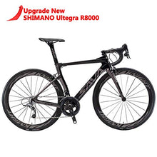 Load image into Gallery viewer, SAVADECK Phantom 2.0 Carbon Fiber Road Bike 700C Racing Bicycle with Ultegra 8000 22 Speed Group Set, 25C Tire and Fizik Saddle (Black Grey, 560MM)
