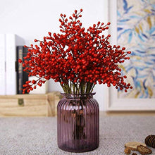 Load image into Gallery viewer, Efivs Arts Artificial Red Berry,8 Pack Holly Christmas Berries Stems for Christmas Tree Decorations, Crafts, Holiday and Home Decor (red)
