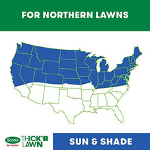 Load image into Gallery viewer, Scotts Turf Builder Thick'R Lawn Sun &amp; Shade - 3 in 1 Lawn Fertilizer, Seed, &amp; Soil Improver for a Thicker, Greener Lawn, Seeds up to 4,000 sq. ft., 40 lb.
