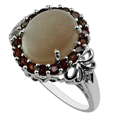 Carillon Chocolate Moonstone Natural Gemstone Oval Shape 18K White Gold Ring For Women for Men | Size: 4 to 10