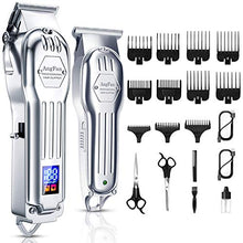 Load image into Gallery viewer, Hair Clippers for Men Full Metal Cordless Close Cutting T-Blade Trimmer Kit with LED Display Professional Hair Cutting Kit Beard Trimmer Barbers Men Women Kids Clipper Set Rechargeable Grooming Kit
