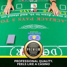 Load image into Gallery viewer, Tabletop Casino Felt Layout for Texas Holdem Poker and Blackjack - Premium Professional Grade Blackjack and Poker Mat for, Theme Party, Poker Night, Fundraisers &amp; Gatherings
