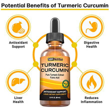 Load image into Gallery viewer, Max Absorption Liquid Turmeric Curcumin Drops | for Joint Pain, Digestion, Anti-Inflammation Support | Liposomal Organic Turmeric Root Extract with Fulvic Acid | Vegan, Non-GMO, Made in USA
