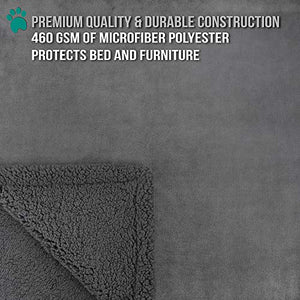 PetAmi WATERPROOF Dog Blanket for Bed Couch Sofa | Waterproof Dog Bed Cover for Large Dogs, Puppies | Grey Sherpa Fleece Pet Blanket Furniture Protector | Reversible Microfiber | 60" x 80" (Gray/Gray)