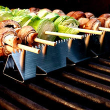 Load image into Gallery viewer, SIGVAL Shishka-Rack Shish Kabob Rack Stand - 5 Wide | 3 Racks in One, Stainless Steel, Universal Kabob Skewer Rack
