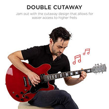 Load image into Gallery viewer, Best Choice Products Semi-Hollow Body Electric Guitar Set w/Dual Humbucker Pickups, 3-Way Pickup Selector, Case, Electronic Tuner, Capo, Strap, Picks, Cutaway Design - Red
