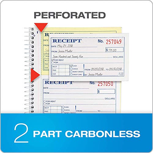 Load image into Gallery viewer, Adams Money and Rent Receipt Book, 2-Part Carbonless, 5-1/4" x 11", Spiral Bound, 200 Sets per Book, 4 Receipts per Page, Sold as 5 Pack, 1000 Sets Total (SC1152)