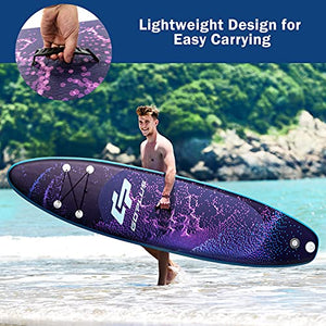 Goplus Inflatable Stand up Paddle Board Surfboard SUP Board with Adjustable Paddle Carry Bag Manual Pump Repair Kit Removable Fin for All Skill Levels, 6" Thick (Purple, 11FT)