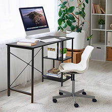 Load image into Gallery viewer, SUPER DEAL Computer Writing Desk Wood and Metal Study Desk with Shelves, PC Laptop Home Office Study Table,36 inches(Black)
