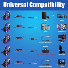 Load image into Gallery viewer, BENGOO G9000 Stereo Gaming Headset for PS4, PC, Xbox One Controller, Noise Cancelling Over Ear Headphones with Mic, LED Light, Bass Surround, Soft Memory Earmuffs (Purple)
