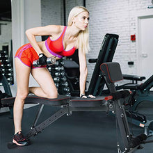 Load image into Gallery viewer, BAHOM Foldable Weight Bench with Adjustable Backrest and Priest Stool, Full Body Training Workout Sit Up Bench for Home Fitness Gym Exercise Sports Up to 500 Pounds
