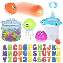 Load image into Gallery viewer, Bath Toy Sets, 36 Foam Bath Letters and Numbers, Floating Squirts Animal Toys Set with Fishing Net and Organizer Bag, Fish Catching  Game for Babies Infants Toddlers Bathtub Time
