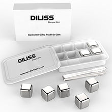 Load image into Gallery viewer, DILISS Stainless Steel Chilling Reusable Ice Cubes for whiskey, vodka, liqueurs, white wine and more, Pack of 8
