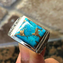 Load image into Gallery viewer, Gorgeous Blue Mohave Copper Turquoise 925 Sterling Silver Men&#39;s Ring Size 7, 8, 9, 10, 11, 12, 13
