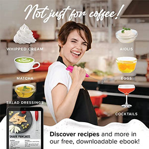 PowerLix Milk Frother Handheld Battery Operated Electric Whisk Foam Maker For Coffee, Latte, Cappuccino, Matcha, Hot Chocolate, Durable Mini Drink Mixer With Stainless Steel Stand Included(BP))