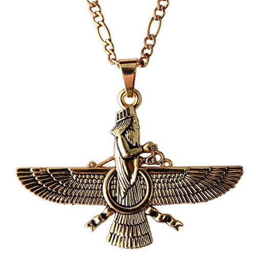 Asoodehdelan Large Gold Pt Farvahar Necklace Iranian Persian Art Iran Farohar Zoroastrian Faravahar Gift (18