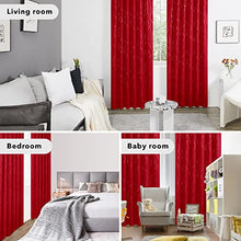 Load image into Gallery viewer, Deconovo Blackout Back Tab and Rod Pocket Curtains Drapes for Sliding Glass Door, 95 Inches Long, Pack of 2 - Light Blocking Curtains with Wave Line Dots Pattern (52 x 95 Inch, Red, 2 Panels)
