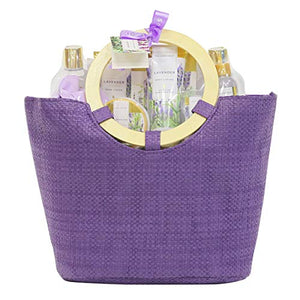 Spa Luxetique Spa Gift Baskets for Women, Lavender Bath Gift Basket, Bath Gifts for Women, Luxury 10 Pcs Home Bath Set Includes Bath Bombs, Body Lotion, Bubble Bath. Best Gift Set for Women or Men.