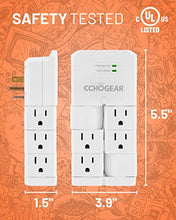 Load image into Gallery viewer, ECHOGEAR On-Wall Surge Protector with 6 Pivoting AC Outlets &amp; 1080 Joules of Surge Protection - Low Profile Design Installs Over Existing Outlets to Protect Your Gear (White)

