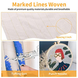 Primary Tufting Cloth with Marked Lines,Rug Backing Fabric,Monks Cloth for Cut/Loop Pile Tufting Gun, Punch Needle (82.7x39.4in)